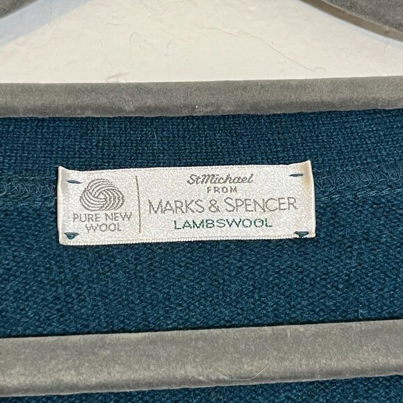 St. Michael Marks & Spenser Lambswool Vintage 1993 Knit Cardigan Green 44 / XL - Picture 6 of 11